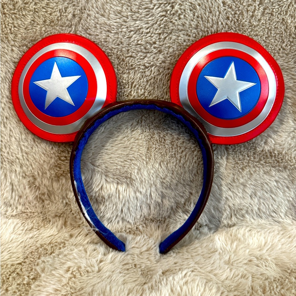 Disney Parks Captain America Super Soldier Mickey Ears Headband Avengers Marvel